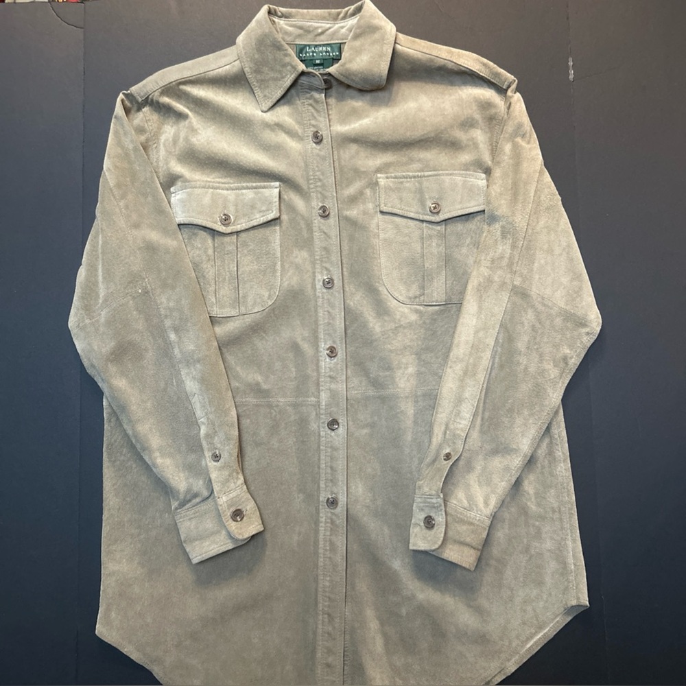 Ralph Lauren VTG Women’s Tan Leather Shirt Suede Western Rodeo Size Small